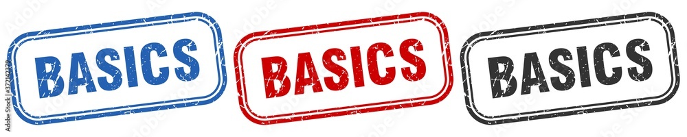 basics square isolated sign set. basics stamp basics square isolated sign set. basics stamp