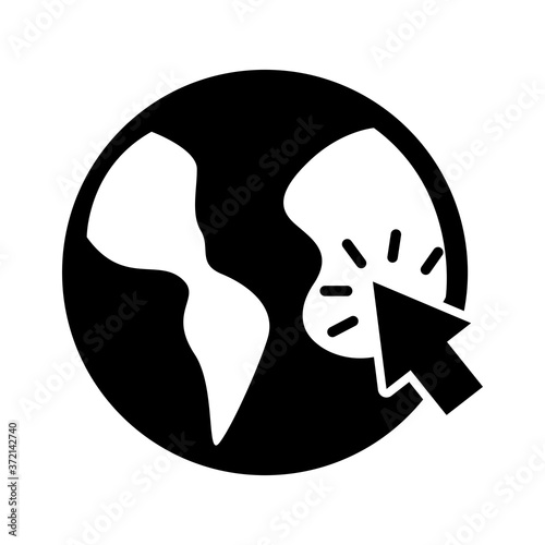 world planet earth with mouse arrow silhouette style icon