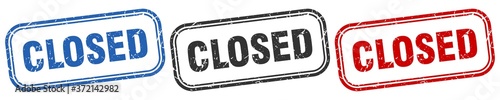 closed square isolated sign set. closed stamp