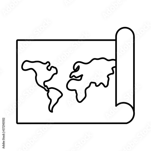 world planet earth continents maps in paper line style icon