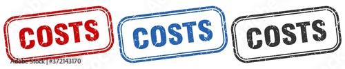 costs square isolated sign set. costs stamp