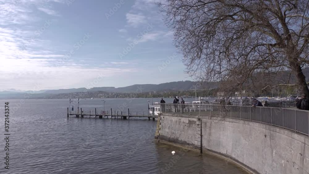 The river of Zurich in the heart of the city, panning from right to the left. The river of Zurich in the heart of the city, panning from right to the left.