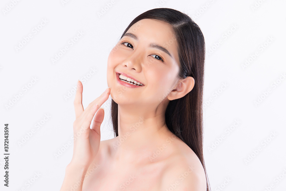 Beautiful Young asian Woman with Clean Fresh Skin, on white background, Face care, Facial treatment, Cosmetology, beauty and spa, Asian women portrait Beautiful Young asian Woman with Clean Fresh Skin, on white background, Face care, Facial treatment, Cosmetology, beauty and spa, Asian women portrait