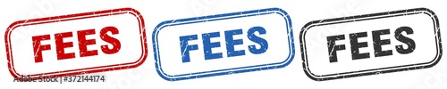 fees square isolated sign set. fees stamp