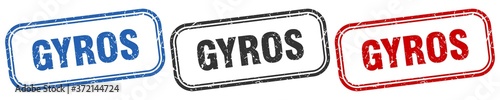 gyros square isolated sign set. gyros stamp