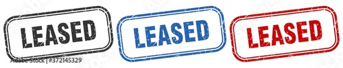 leased square isolated sign set. leased stamp