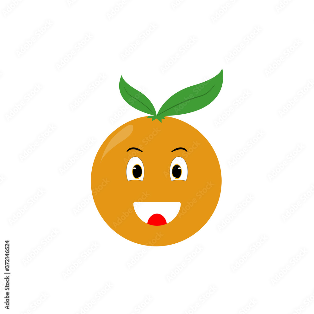 Obraz premium Happy Orange Fruit Emot Design