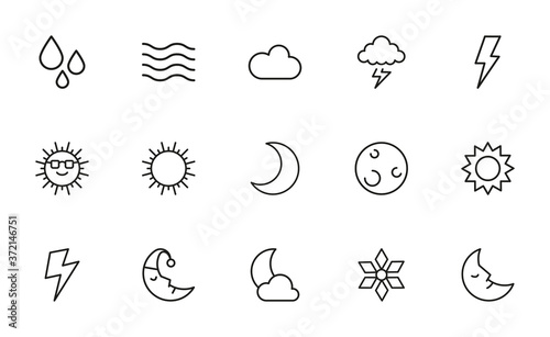 Premium set of weather line icons.