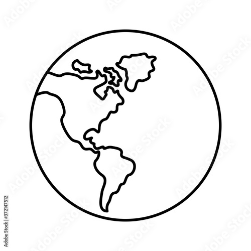 world planet earth with america continent map line style icon