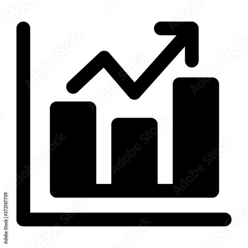 Business curve with bar graph icon