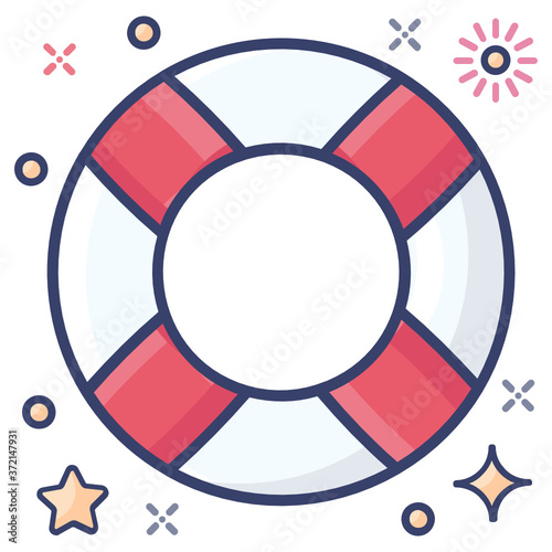 
Flat style of icon lifeguard belt, lifebuoy vector 
