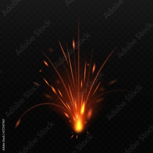 Sparkler or bengal festive light effect realistic vector illustration isolated.