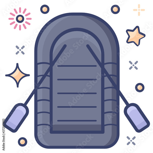 
Inflatable rubber boat icon in flat editable design
