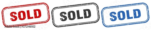 sold square isolated sign set. sold stamp