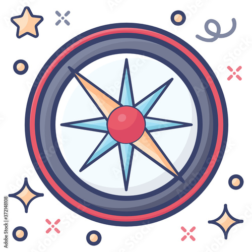 
Windrose, a graphic tool icon in flat design
