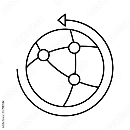 sphere world planet with points and arrow around line style icon