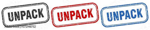 unpack square isolated sign set. unpack stamp