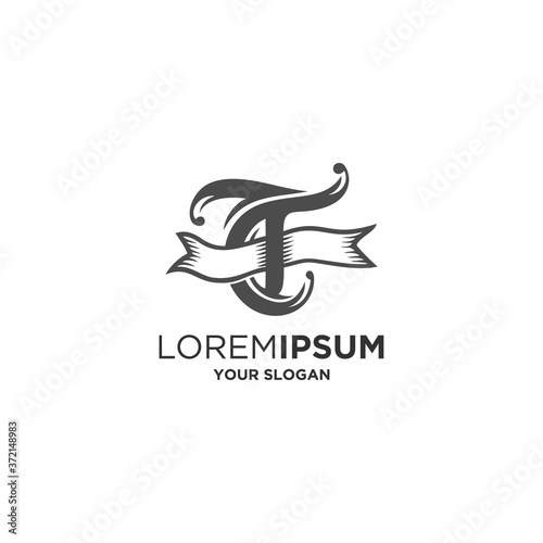 vintage ct letter logo 