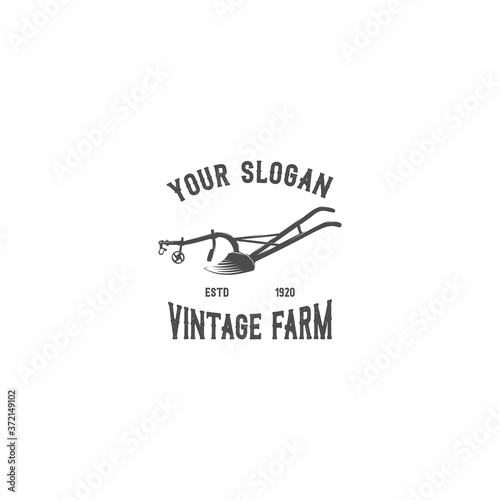 old plough emblem silhouette logo vector photo