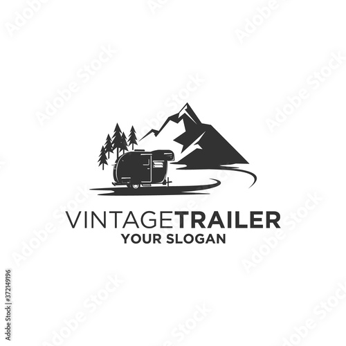vintage trailer silhouette logo