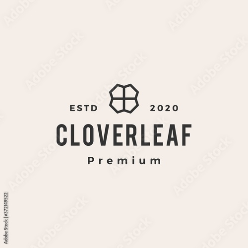 clover leaf hipster vintage logo vector icon illustration