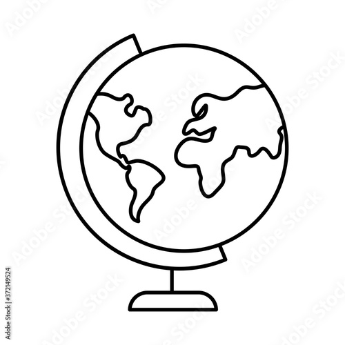world planet earth with continents in base line style icon