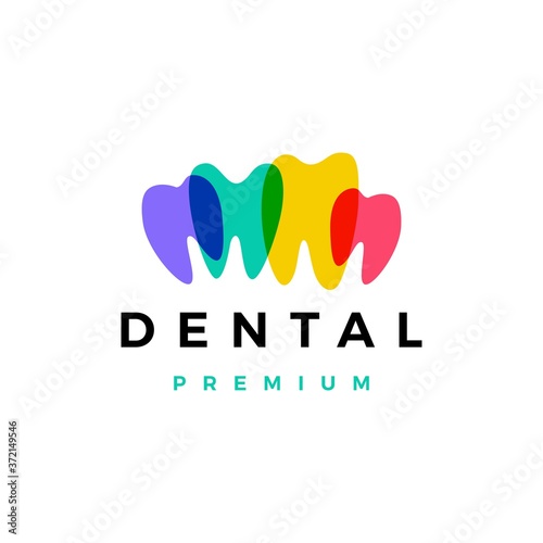 colorful dental tooth teeth logo vector icon illustration