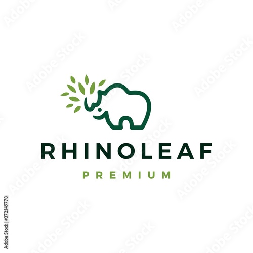 rhino leaf logo vector icon illustration