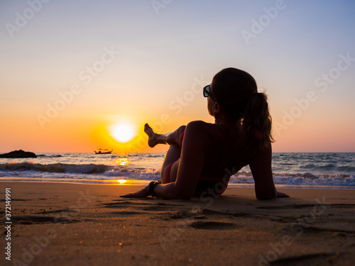 Woman in swiming suit posing on the beach © Netfalls