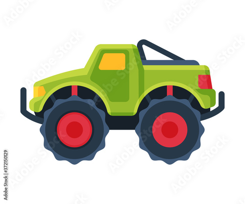 Off Road Car Baby Toy, Cute Colorful Plastic Plaything for Toddler Kids Flat Vector Illustration