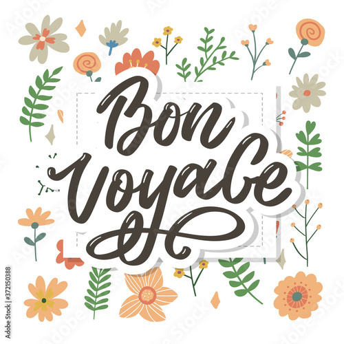 Bon Voyage Hand Lettering Vector Calligraphy Travel