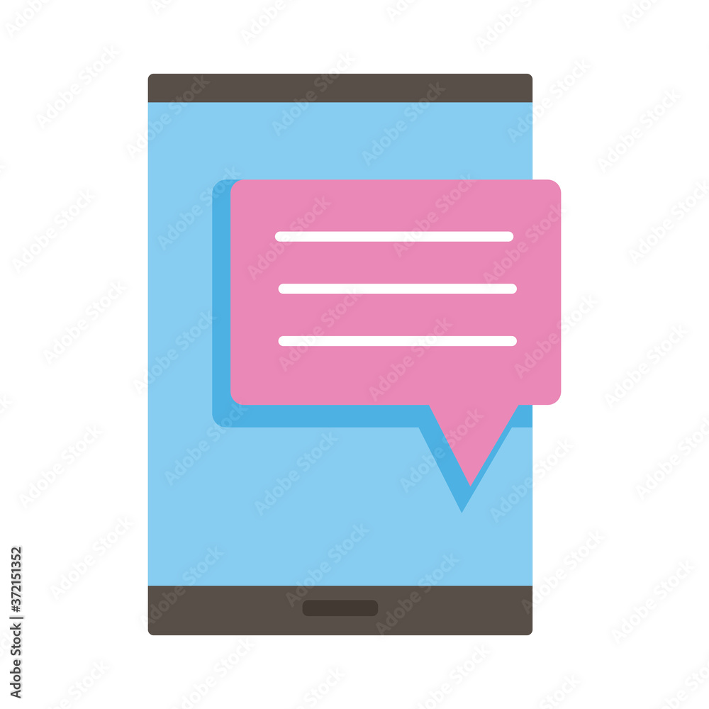 smartphone device electronic with speech bubble flat style icon smartphone device electronic with speech bubble flat style icon