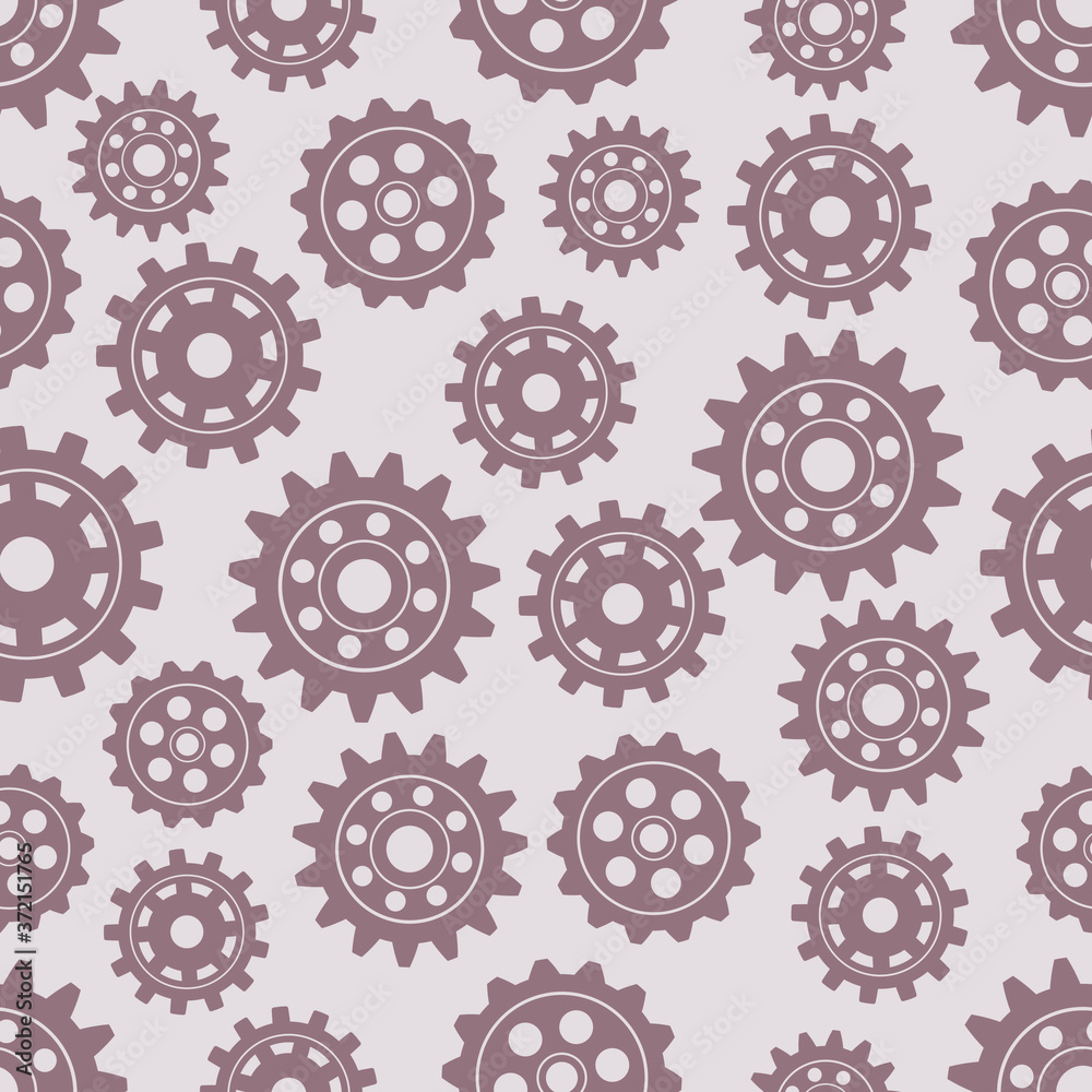 Gears seamless pattern. Vector drawing of factory gear wheels.