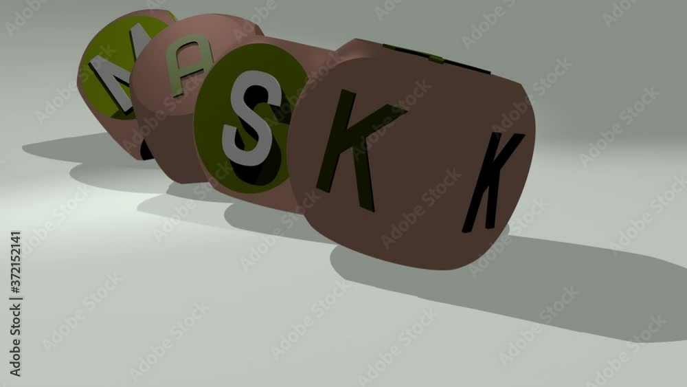MASK video footage of bouncing letters, animation of 3D illustration ...