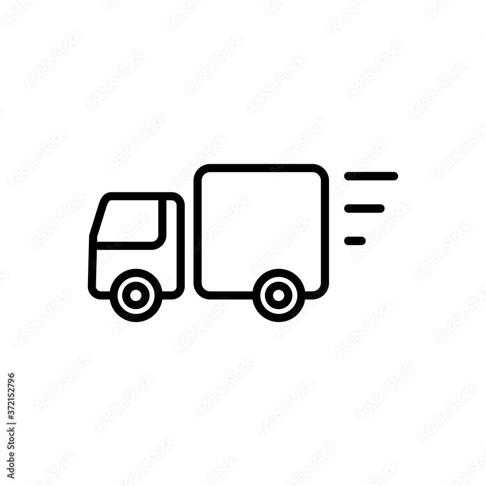delivery truck thin icon isolated on white background, simple line icon for your work. delivery truck thin icon isolated on white background, simple line icon for your work.
