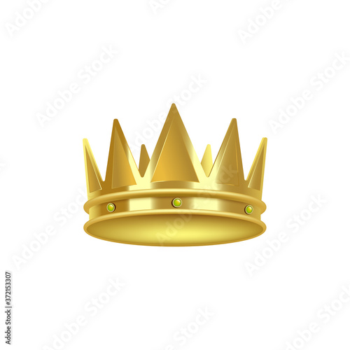 Shining gold king or queen crown  realistic vector mockup illustration isolated.