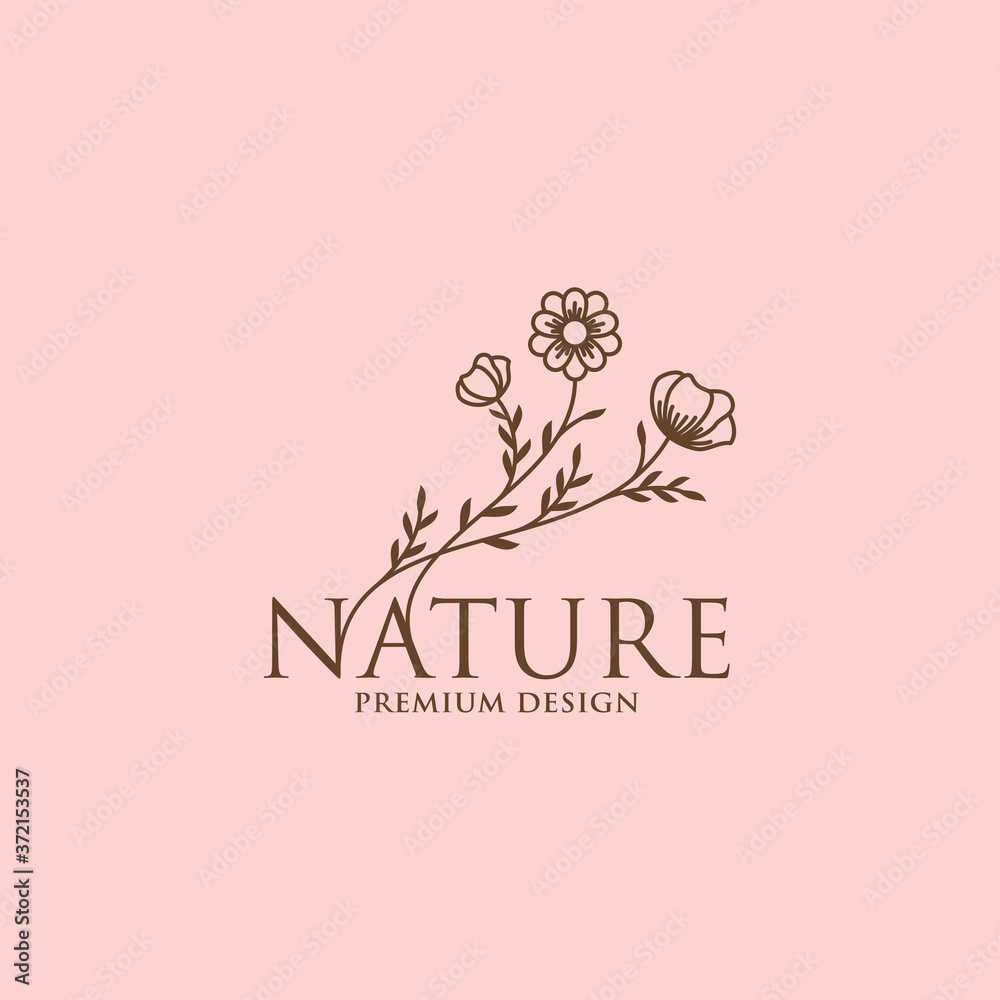 Floral nature logo icon vector. Simple logo design template. 
