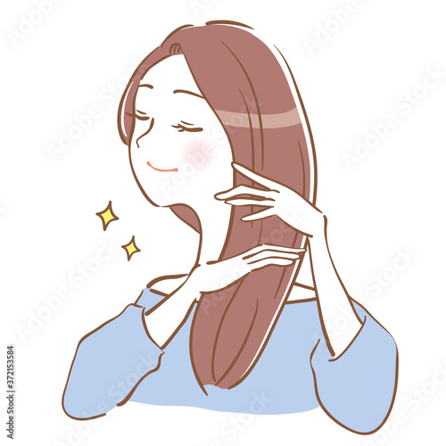 Illustration of a woman with beautiful hair