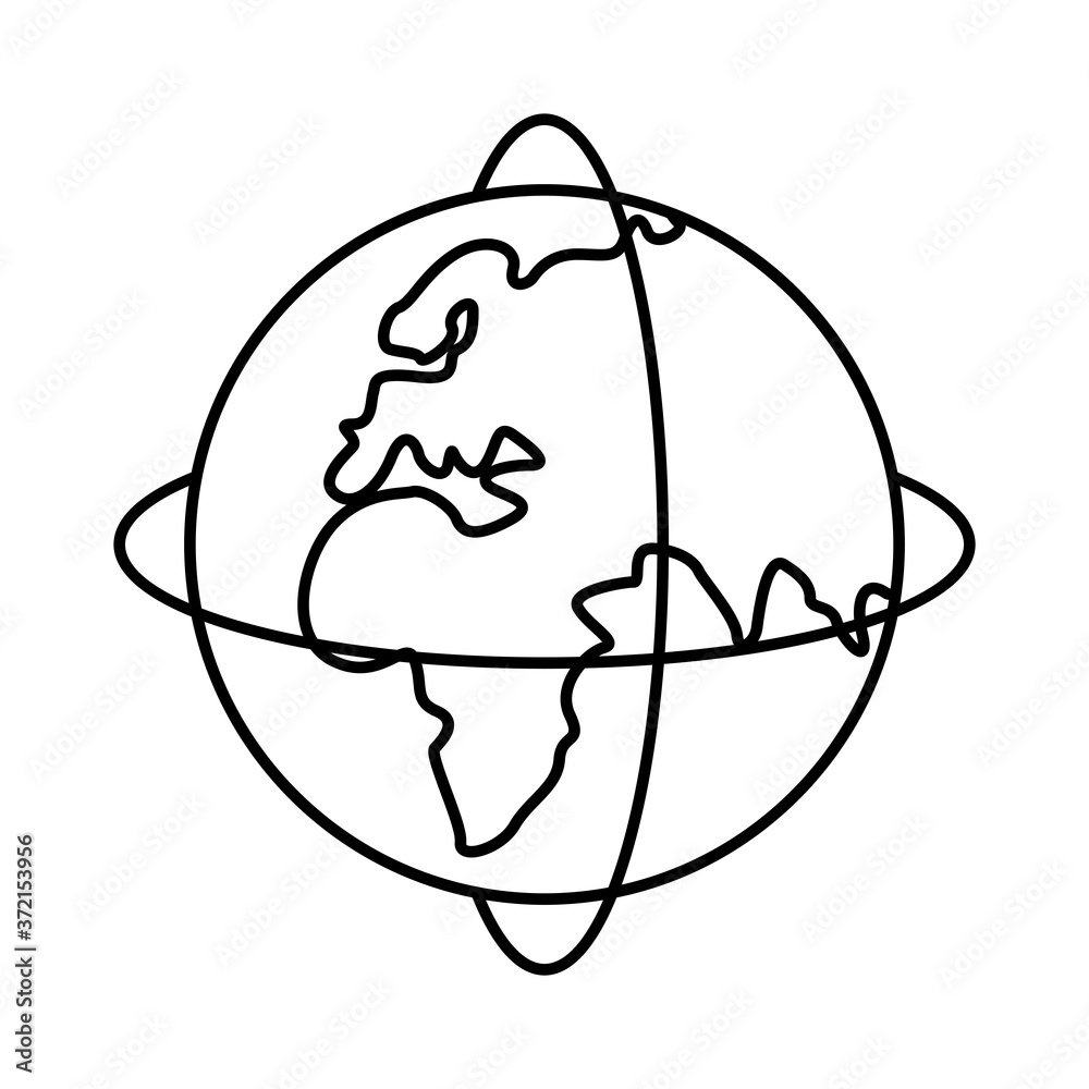 world planet earth with old continent style line icon world planet earth with old continent style line icon
