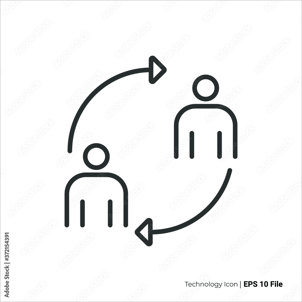 Exchange people icon outline. Two people with arrow icon vector design. isolated on white background Exchange people icon outline. Two people with arrow icon vector design. isolated on white background