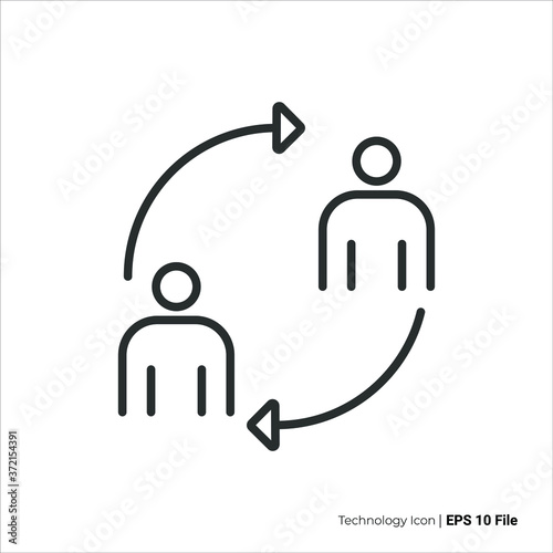 Exchange people icon outline. Two people with arrow icon vector design. isolated on white background
