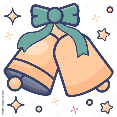 
Decorative bells, jingle bell flat vector style 
