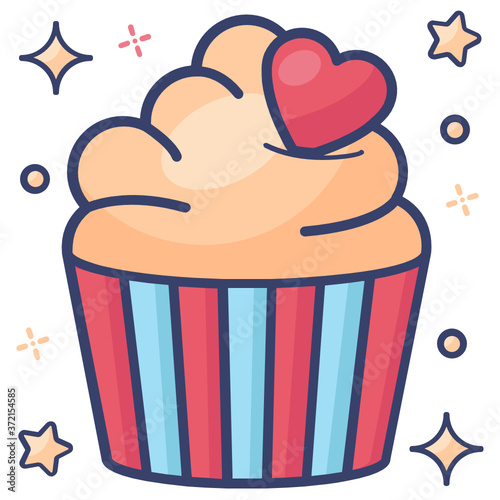 
Flat design of cupcake, muffin icon style 
