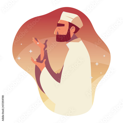 muslim man praying vector design