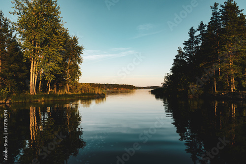 sunset over the river