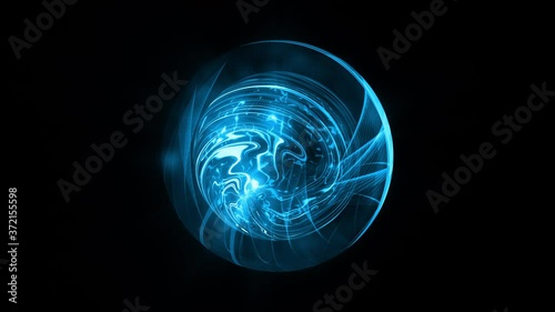 Wallpaper Mural Abstract seamless looping magic plasma light blue sphere scientific pulsing atom on black background. 4K 3D rendering digital animation blue energy sci-fi fantasy atom with radiating electric light. Torontodigital.ca