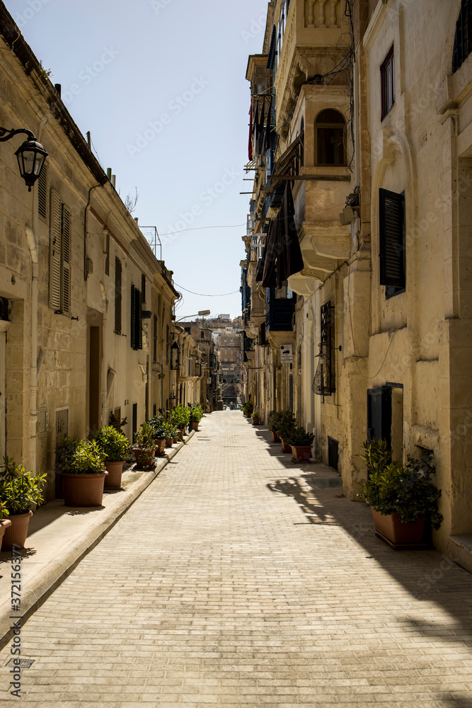 A quaint street of Valletta, Malta.