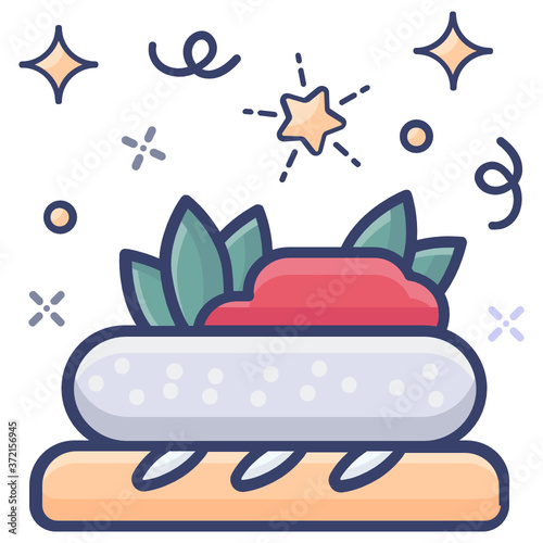 
Italian cuisine, bruschetta flat icon design 
