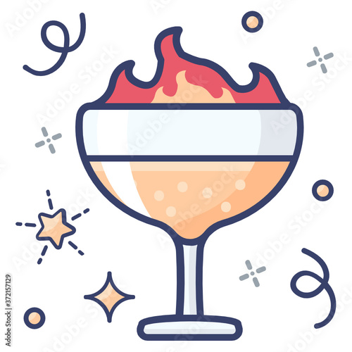 
Flaming drink icon design, refreshing drink concept 
