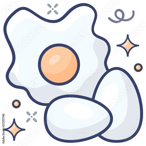  Fried egg vector style, breakfast in flat icon 